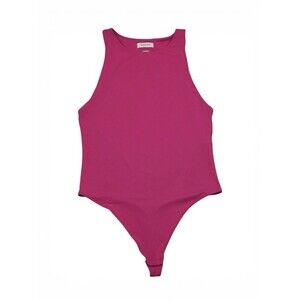 Babaton Contour Sleeveless High Neck Thong Bodysuit Hot Pink Size Large